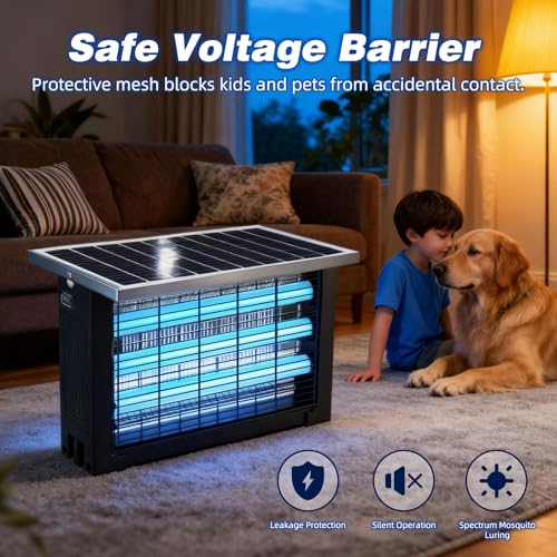 Powerful Large Solar Bug Zapper for 3000 sq.ft with 13FT Extension Cord | Rechargeable Outdoor Mosqutio Killer with 13W Solar Panel, Waterproof Solar Bug Zapper for Patio Garden Backyard RV Camping - color: 13W for 3000 sq.ft