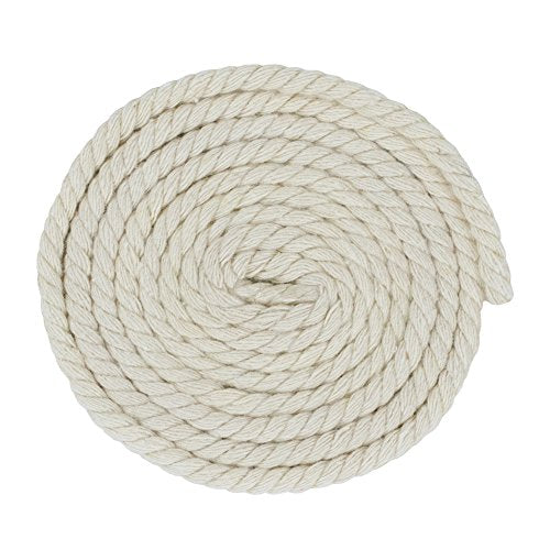 Twisted Natural Cotton Rope - 1/4 Inch - Solid Colors - Variety of Lengths and Colors to Choose from - color: Rice White, size: 10 feet