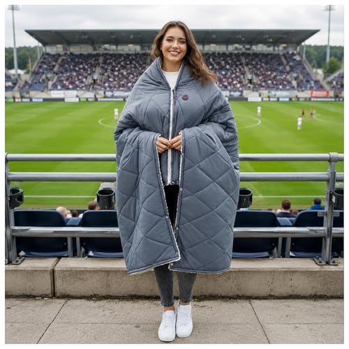 Wearable Heated Blanket,12V Cordless 15000 mAh,3 Heating Set | Cordless heating pad design,Battery Operated,Sherpa Lining,Heated Shawl Throw Blanket for Car,Camping,Backpacking,Hiking - color: Elegant Gray