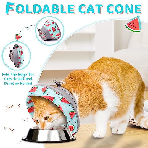 Cat Cone Collar Soft to Stop Licking, Adjustable, Foldable Lightweight Kitten Cones After Surgery Recovery for Cats & Kittens, Cat Cone Alternative, Easy Eating (Blue, M) - color: Blue, size: M