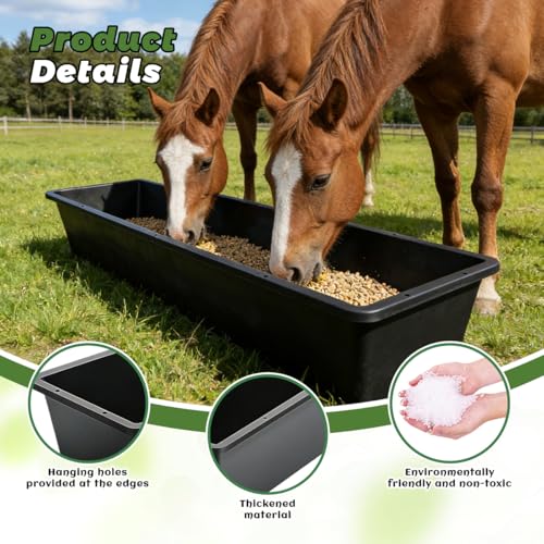 4 Pcs 12 Gallon/48 Quart Large Capacity Livestock Water Trough, 39 Inch Long Plastic Livestock Feeding Trough for Pig, Calves, Sheep, Horses, Alpacas and Goats Farm Animal Feeding