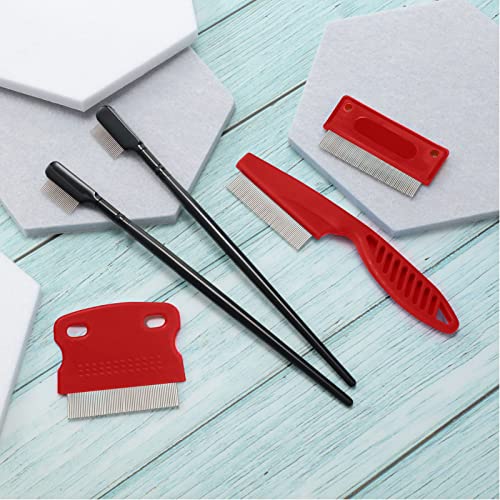 5 Pieces Dog Eye Combs Tear Stain Remover Combs Pet Grooming Comb for Small Dogs Gently Removing Eye Mucus and Crust (Red, Black) - color: Black