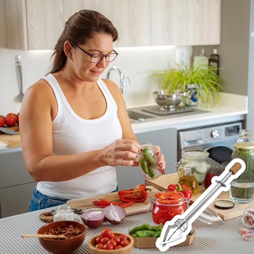 Multifunctional Food Clamp with Non-Slip Handle, Telescopic Ice Cube Grabber, Stainless Steel Pickle Fork, Olives Pickled Onions Utensil