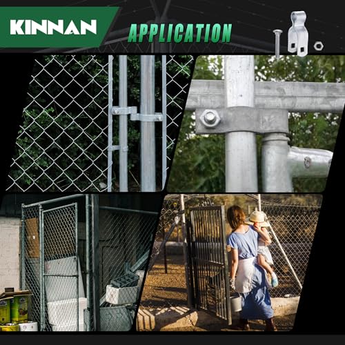 KINNAN 1-5/8" Chain Link Fence Gate Female Hinge, Heavy Duty Galvanized Steel, Gate Hinges with Bolts and Nuts, Durable Fence Hardware for Secure and Long-Lasting, Easy Installation (2 Pack) - size: 1-5/8
