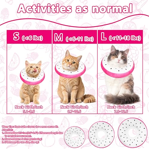 Cat Cone Collar Soft, Cat Recovery Cone (Dragonfruit, S) | Stop Licking, Cute Kitten Donut Collar After Surgery, Elizabethan Collars for Kittens, Lightweight Cats Neck Cones - color: Dragonfruit, size: Small