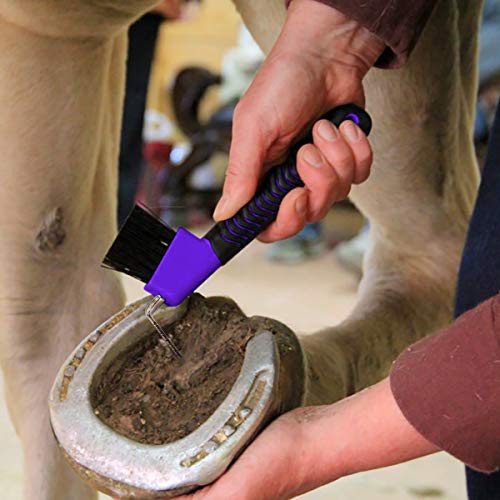 BOTH WINNERS Horse Hoof Pick Brush with Soft Touch Handle (Purple) - color: Purple