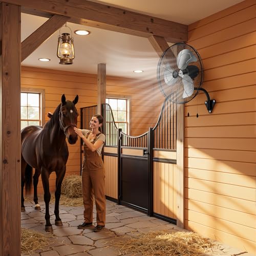 Tehanld 2PC Industrial Wall Fan 26 Inch - 4700 CFM High Velocity Airflow, Heavy Duty Metal Wall Mounted Fan with Dual Pull Chains & 90° Oscillation, 3-Speed Commercial Fan for Warehouse & Barn - size: 26 INCH - 2PC
