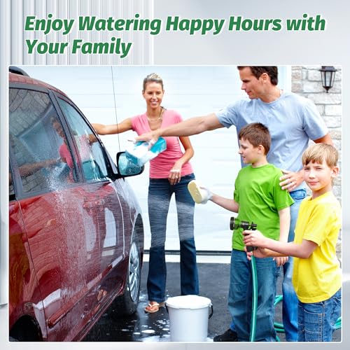 AUTOMAN-Garden-Hose-Nozzle, 2 Pack ABS Water Spray Nozzle with Heavy Duty 7 Adjustable Watering Patterns,Slip Resistant for Watering Plants,Lawn& Garden,Washing Cars,Cleaning,Showering Pets - Green - color: Green