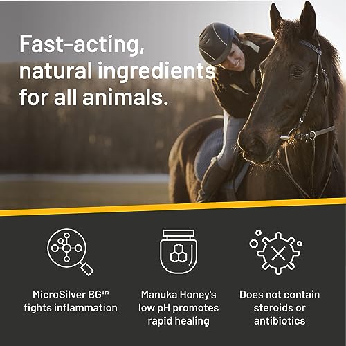 Absorbine Silver Honey Rapid Wound Repair Ointment 2oz Tube, Manuka Honey + MicroSilver BG, Horse & Large Animal Wound Care | Manuka Honey, MicroSilver BG, Quick Healing, Thick & Creamy, Multispecies Versatility, Natural Ingredients, Antibiotic-Free