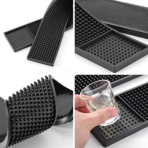 2PCS 23.65 x 3" Rubber Bar Mats, Non-Slip Bar Service Spill Mat for Station | Bar Table Mat Restaurant Kitchen Counter Bar Pad for Mixing Drink, Anti-Skid Heat Resistant Barber Station Mat for Hair Salon - size: 23.65x3.15" - 2PCS