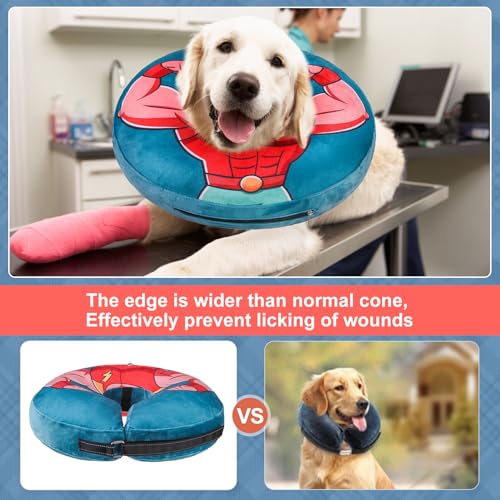 BEAUTYZOO Dog Cone Collar Alternative After Surgery,Pet Neck Donut E‑Collar | Soft Cone for Dogs to Stop Licking, Adjustable Recovery Collar for Large Medium Small Pets, Not Block Vision - Superhero, S - color: Dark Blue, size: S(Neck:11"-13")