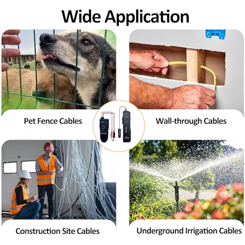 Underground Wire Locator Upgrade, RockyMars Cable Tester with Rechargeable 1100mAh Battery for Invisible Fence for Dogs, Circuit Breaker Finder, Electric Fence Wire Tracer, Wire Break Locator, etc.