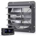 iLIVING 16" Wall Mounted Shutter Exhaust Fan, Automatic Shutter, Temperature and Humidity Controls with Variable Speed, 1736 CFM at 1600 RPM DC Motor - size: 16-inch