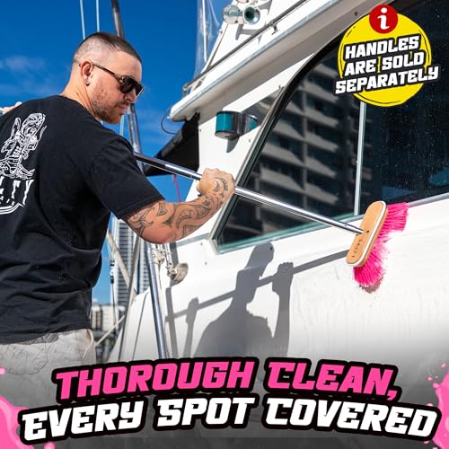 Salty Captain Hard Bristle Boat Deck Brush | Heavy-Duty Cleaning for Grime, Stains & Salt Build-Up – Durable Marine-Grade Design - style: Brush Hard (Pole not included)