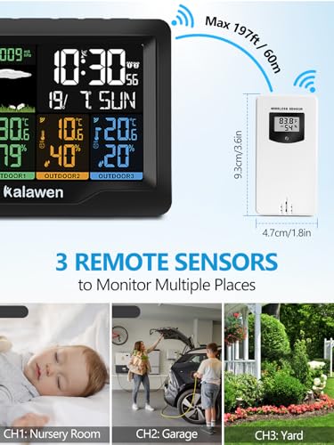 Weather Station Wireless Indoor Outdoor Thermometer Digital with Atomic Clock, Barometric Pressure, Forecast Station with USB Port Thermometer Wireless Humidity Barometer Monitor