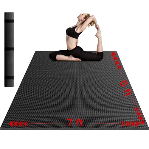 VTORY Extra Thick Large Exercise Mat, 8mm PVC Large Workout Mat 7x5/6x4 | Non-Slip, Ultra Durable, Heavy-Duty, Shoes-Friendly, High-Density, Large Yoga Mat for Home Gym, Cardio, Strength, HIIT, MMA - size: 7'x5'x8mm