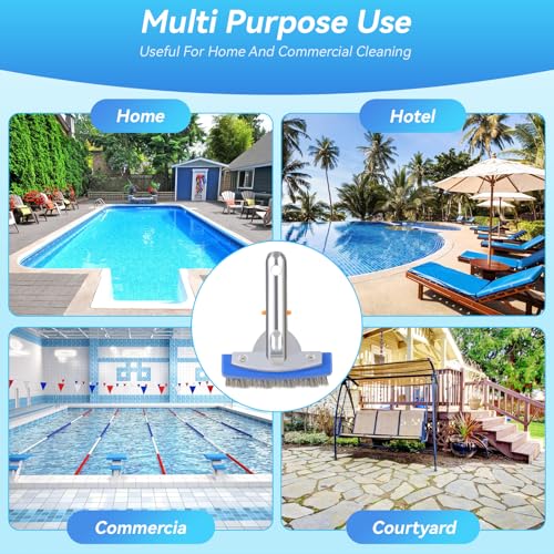 5" Stainless Steel Pool Brush, Heavy Duty for Concrete Pools | Durable wire bristle brush head for deep cleaning walls & floors. Removes tough buildup safely - size: 5 inch