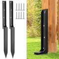 Fence Post Repair Stakes Kit, Black, 2-Pack | 1/8" Thickened Carbon Steel, One-Piece Structure, Heavy Duty Ground Anchor, For Broken/Leaning Privacy Fence & Mailbox Post - color: Black/2 Pack