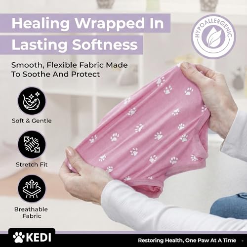 Cat Recovery Suit Female After Spay, Onesie Cone Alternative, Pink Medium | Covers Abdominal Wound and Skin, Soft Breathable Washable Fabric, Escape-Proof Fit for Kittens to Adult Cats - color: Pink, size: Medium