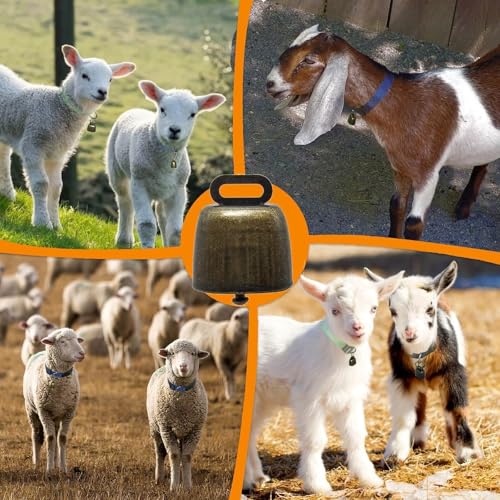 5 Pack Goat Collars Reflective Goat Collars with Grazing Copper Bells and Adjustable Nylon Collar with Anti-Lost Loud Bronze Bell for Farm Animal Goat Sheep Horse Cow(Size:S Neck 12-16") - size: S-Small (Neck 12-16")