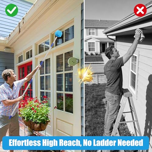 Cobweb Duster with Extension Pole - 6 FT Lightweight Stainless Steel Extendable Duster Ceiling Fan Duster for High Ceilings, Medium Stiff PET Bristle Spider Web Brush for Indoor/Outdoor Cleaning - size: 6FT