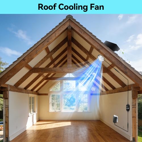 10 Inch Roof Exhaust Attic Fan,Wall Mounted Attic Vent Fan with Speed Controller for Greenhouse, Shed, Garage, Chicken Coop, Shop, Barn Ventilation,2500 CFM, Plug-and-Play, 16.5ft Power Cord, Black