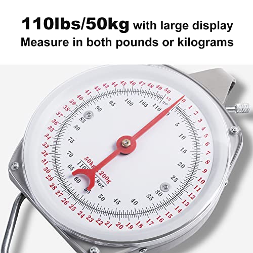 Mechanical Hanging Scales 110lbs/50kg with Calf Sling | Weighing Sling for Calves Lambs Goats Newborn Livestock Dogs, High Accuracy Large Display Spring Dial Weight Scale - color: B2:Gray Hanging Scale 110lbs/50kg&Calf Sling