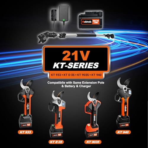 Kebtek 35mm/1.4" Professional Cordless Electric Pruning Shears | Includes 2×21V 2000mAh Batteries, Compatible with Pole for Apple Peach Olive & Grapevine High Branch Cutting
