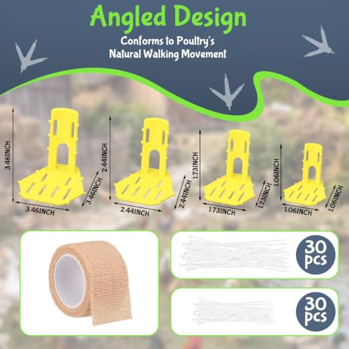 Xuhal 8 Pack Poultry Leg Support Kit with Toe Separator & Bandage 4 Sizes Chicken Splint for Broken Feet & Curled Toes Fixing Fractures, Curled Toes, Bumblefoot in Ducks, Chickens, Geese(Yellow) - color: Yellow