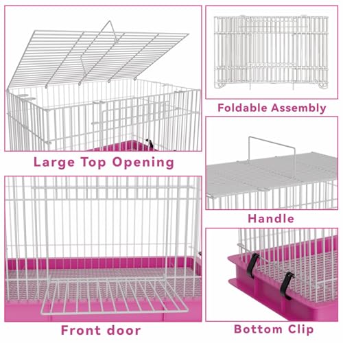 STILLCOVE Small Rabbit Cage Indoor, with Water Bottle & Food Bowl & Mat | Heightened Base, Easy to Clean, Small Animal Enclosure for Bunny, Hamster, Ferret, Rat, Chinchilla, Hedgehog, Gerbil, Mouse - size: 24.0"L x 16.1"W x 14.2"H