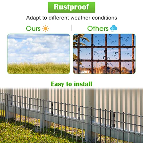Animal Barrier Fence, 17 in(H) X 10 Ft(L) No Dig Garden Decorative Fencing | 10 Pack,Iron Wire,RustProof,Animal Barrier for Dog Rabbits - size: 17'' (H) X 10' (L)