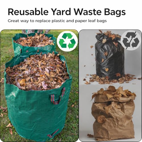 Gardzen 3 Pack 72 Gallon Garden Waste Bags Reusable Heavy Duty | Gardening Bags for Lawn, Pool and Yard Cleanup, Reusable Leaf Waste Bags for Leaves, Grass Clippings and Outdoor Debris - size: 3 Count (Pack of 1)