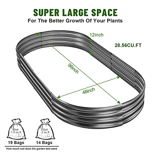 Land Guard 8×4×1 ft Galvanized Raised Garden Bed Kit，Raised Garden Boxes Outdoor, Oval Metal Raised Garden Beds for Vegetables（Grey）……… - color: 2-grey, size: 8×4×1ft(1pcs）