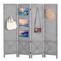 Wnutrees 4 Panel Pegboard Display,5 Ft Folding Privacy Screen Room Divider | Wood Portable Freestanding Board Organizer, Partition for Craft/Art Shows, Retail, Events, Wall Display, Grey - color: Grey