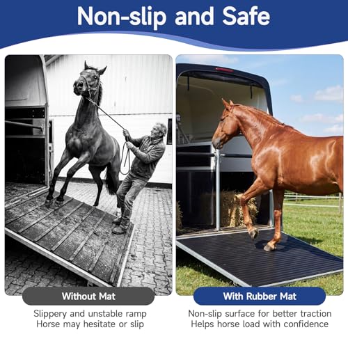 4 x 6 ft Horse Trailer Mat Rubber Waterproof Stall Mat with Shock Absorption and Cushioning Heavy Duty Non Slip Stable Pads for Livestock Trailers Stalls Driveways Garages Livestock Barn
