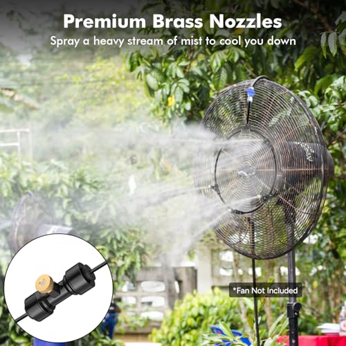 DR.PREPARE Outdoor Misting Fan Kit, 16.4ft Mist Hose Mister Fan, Water Misters for Cooling for Patio backyard, Portable Misting System, Independent Valve for Control