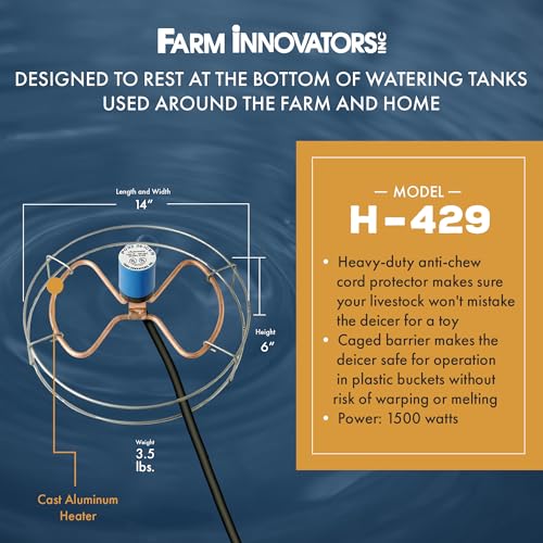 Farm Innovators H-429 1500 Watt Cast Aluminum Submergible Water Tank Deicer, Self Regulating Thermostat (4 Pack) - color: 1500 Watt, size: 4 Pack
