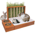 BESNEW 3-in-1 Rabbit Hay Feeder with Litter Box,Upgraded Rot Resistant Rreatment Wooden Hay Feeder with 2 Bowls & Litter Box for Guinea Pigs,Chinchillas,Rabbits & Other Small Animals,Waste Prevention - color: Coffee 1, size: 15.7in Style1