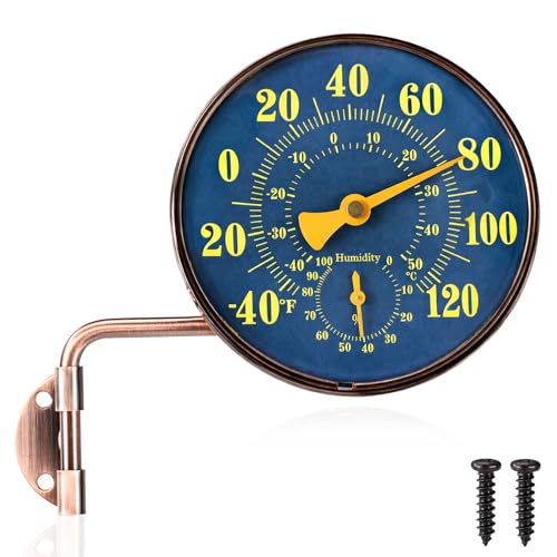 4 Inch Brass Outdoor Thermometer with Humidity Gauge, Analog Swivel Temperature Gauge Weatherproof Decorative Thermometer for Patio Window Greenhouse Garage Garden - color: green, style: Style 2