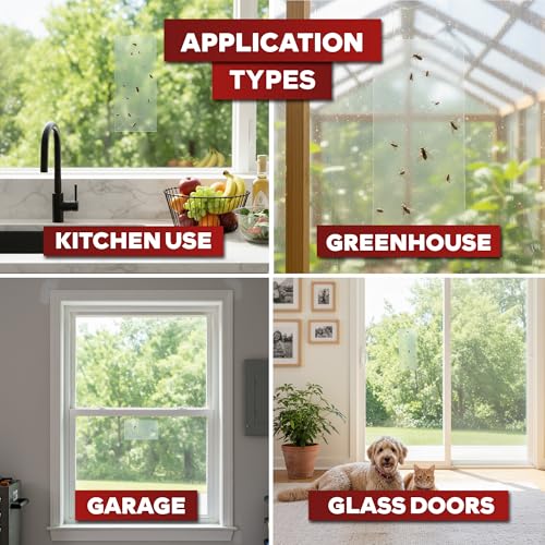 XFasten Window Fly Traps Sticky Clear 50-Pack Fruit Fly Traps for Indoors Sticky, Residue-Free, Odorless, Discreet Adhesive Indoor Catcher for Fruit Flies Houseflies, Gnats on Windows Kitchen Garage - style: 50-Pack