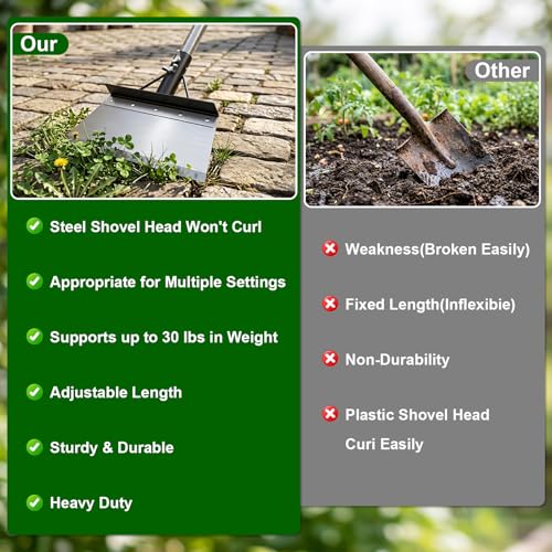 Garden Cleaning Shovel, 64" Long Handle Heavy Duty Multifunctional Flat Shovel, Metal Floor Scraper Tool for Weeding, Scraping Moss, Ice & Snow Removal,Edger for Sidewalk, Driveway & Garden