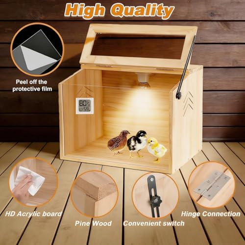 Chick Brooder Box,Brooder Box for Chicks,16" Lx12 Wx11 H, Ducks,Chicken Coop,Quail cage,2 Washable Liners,Adjustable Temperature Control.