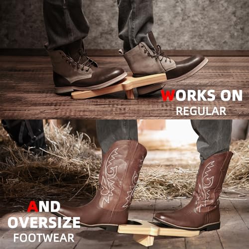 Wooden Boot Jack - Extra Wide Boot Puller Remover For Men,Woman, Elderly, Handicap and Disabled, Ideal for Cowboy Boots, Work Boots & Shoes, One Size Fits All