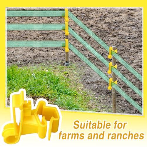 200 Pcs T-Post Poly Tape Insulator Large Snap T-Post Holding Electric Fence Insulator for Farm Fence (Yellow) - color: Yellow