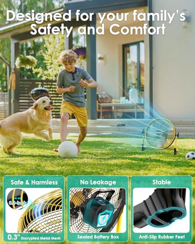 10'' Battery Operated Fan, Rechargeable Cordless Floor Fan, 6~40H Long Lasting Outdoor Camping Fan, 360° Tilt, Wireless, Quiet, USB Phone Charge, for Home Patio Gym Greenhouse Gazebo Outside - size: Yellow 10" Fan