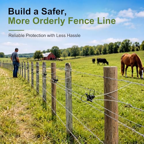 Pangda 12 Pcs 12 Inch Offset Electric Fence Wire Insulators Black Post Pinlock Insulator Post Clips for Tape Rope Electric Wire Animal Agricultural Farm Garden