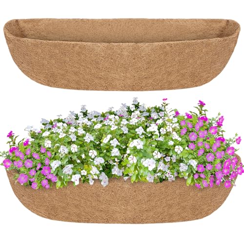 GreatBuddy 2 Pcs Coco Liners for Planters 36 Inch, Sturdy Window Box Liners, Perfect Planter Liners Replacement for The Old, 100% Natural, Easy to Straighten Out - size: 36 inch