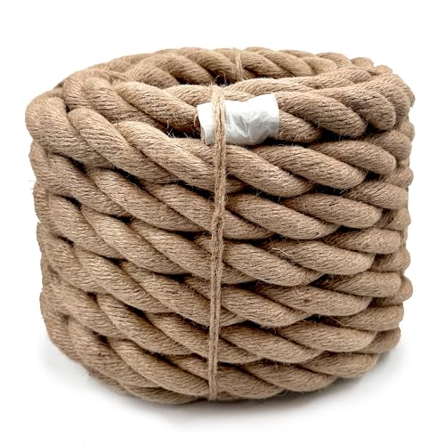 Natural Jute Rope 1-3/16 Inch x 50 FT (30mm) – Extra Thick Jute Rope for Large Swings, Posts, Fencing & Rustic Décorg, Landscaping, Crafting, Gardening, DIY Projects, Home Décor, and Outdoor Use - size: 1-3/16" x 50'