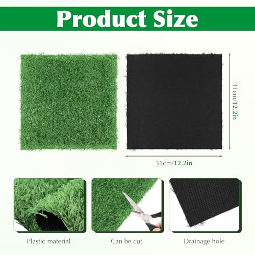 8 Pack Chicken Nesting Pads 12''x12'', Washable Chicken Coop Laying Mats, Reusable Artificial Grass Box Liners for Hen Coop Egg Duck Chicks Goose, Pets Indoor Outdoor Green ﻿