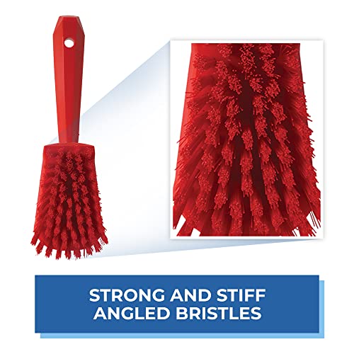 Vikan - 41924 Heavy Duty Sweep Hand Brush, Short-Handled Cleaning Brush and Scrubber, Polypropylene, Polyester Stiff Bristle, 10 Inch, Red - color: Red
